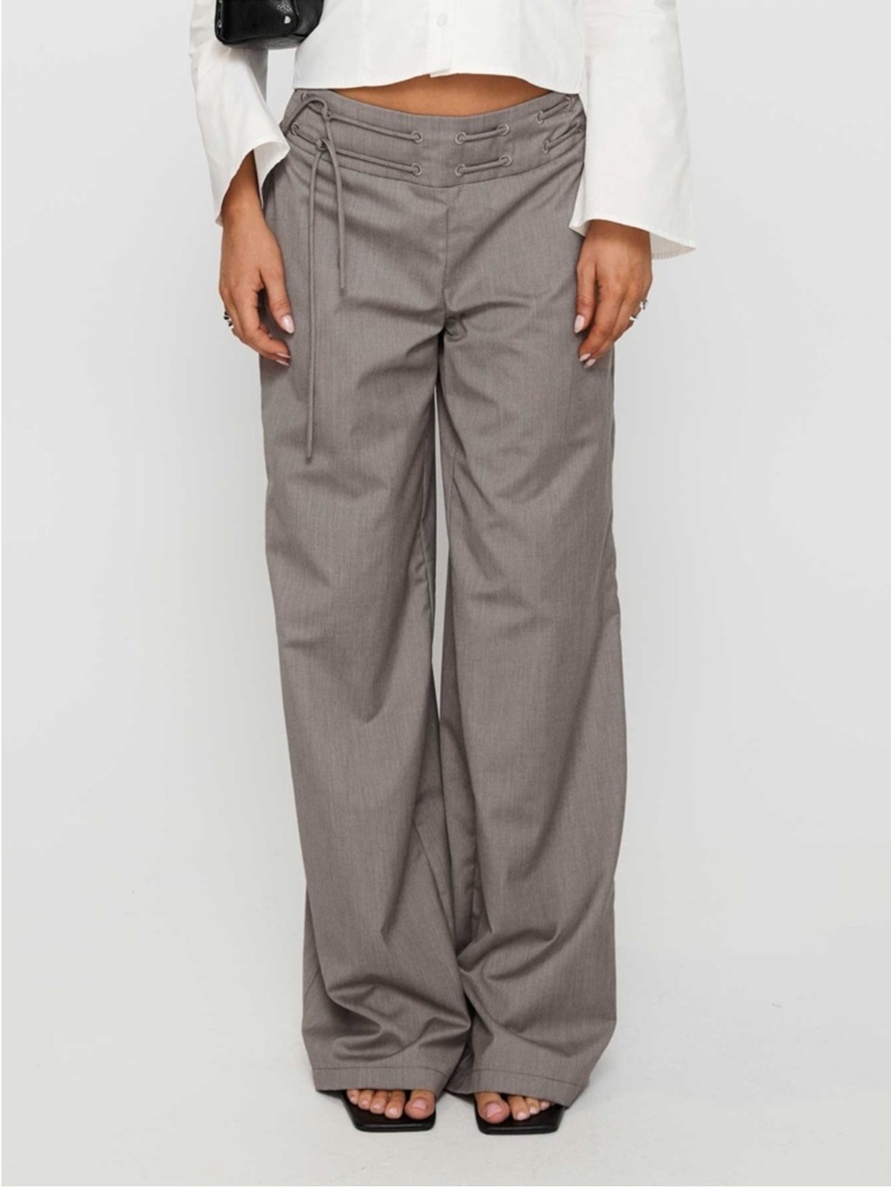 NWT Princess Polly Just Have Fun Wide Leg Pant Grey Effortless Baggy Minimalist - Picture 2 of 9